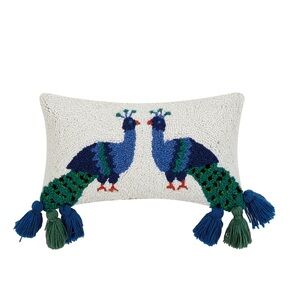 Pavoni Peking Handicraft Peacock Accent Pillow with Tassels